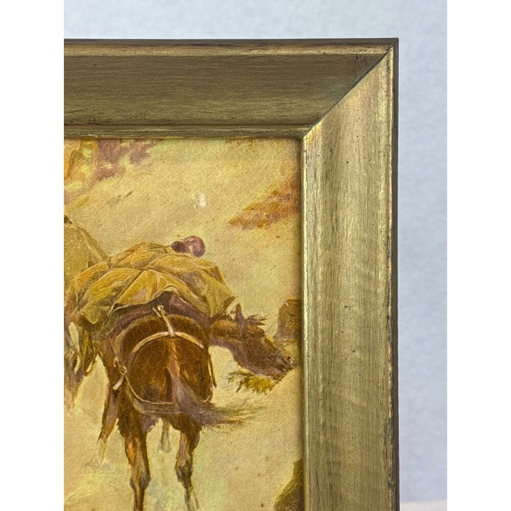 Vintage Western Landscape Painting Horse Rider Framed Charles M Russell - Picture 2 of 12
